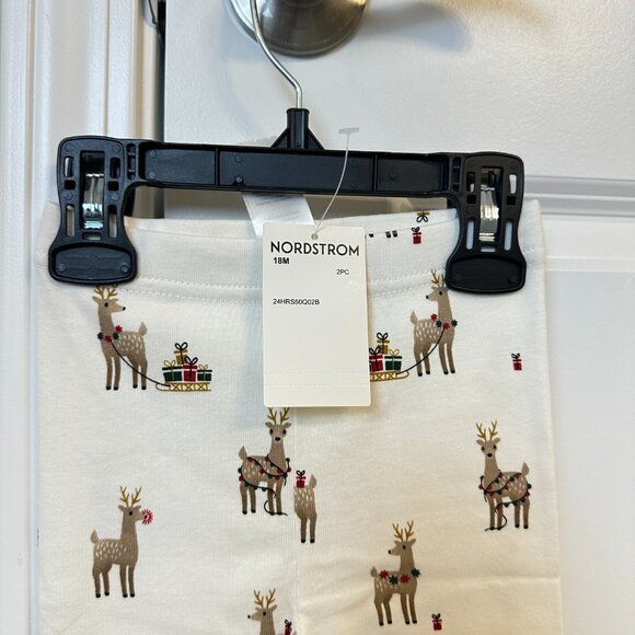 PETIT LEM Rudy and Reindeers Print on Off White PJ Set Size 18 Months NWT - Picture 6 of 7
